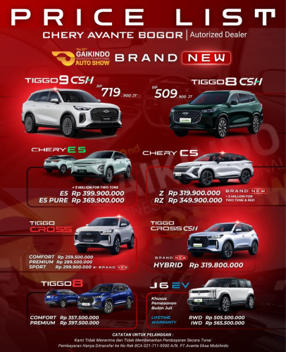 Pricelist Harga Chery tebet 2025